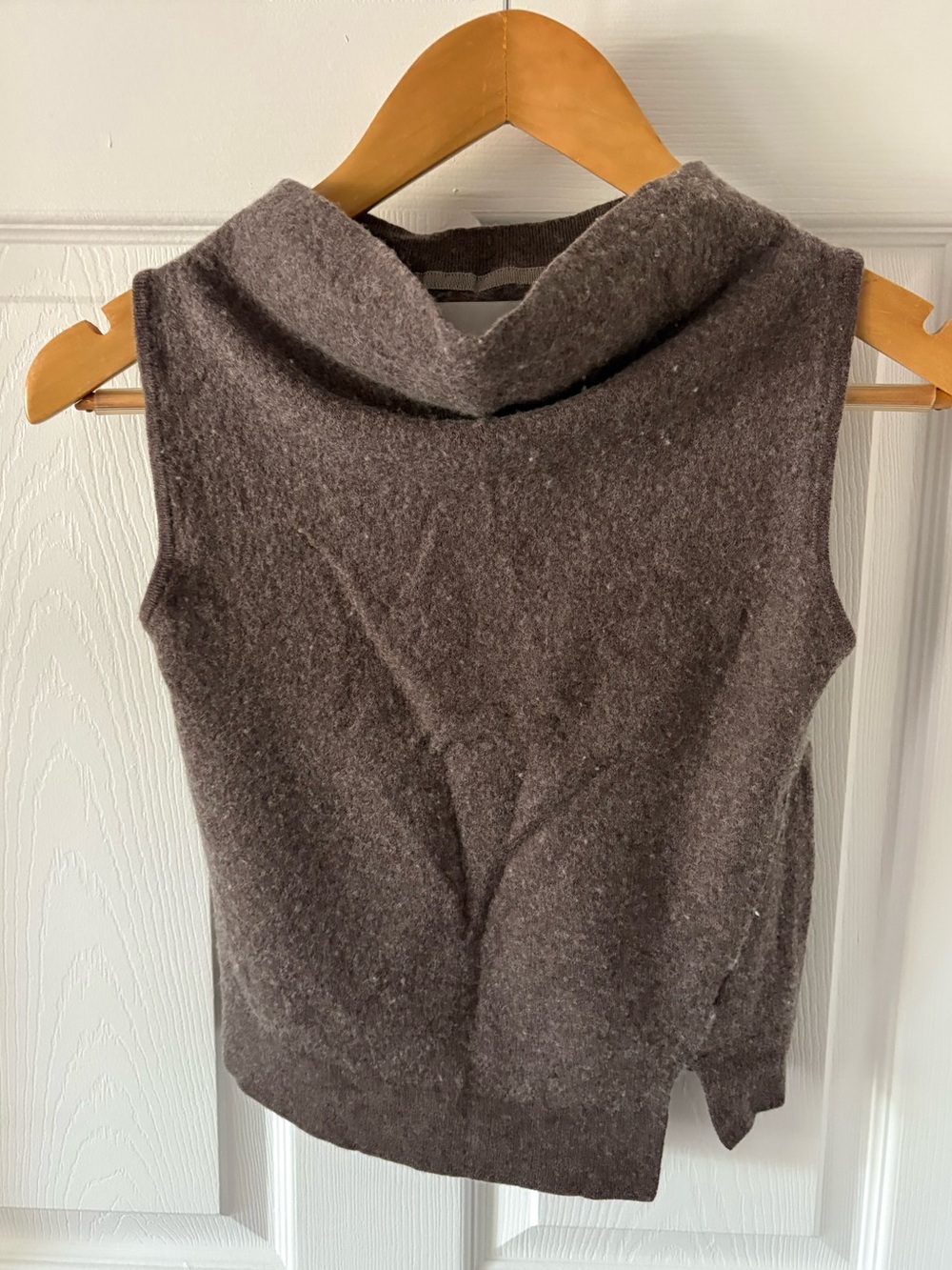 Brochu Walker Sleeveless Cowl Neck Sweater Vest Brown Wool Cashmere Blend Size M